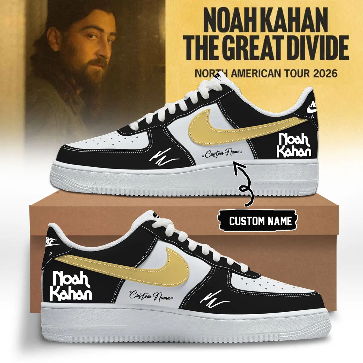 Noah Kahan The Great Divide Tour signed Air Force 1 Shoes 3 | GV99