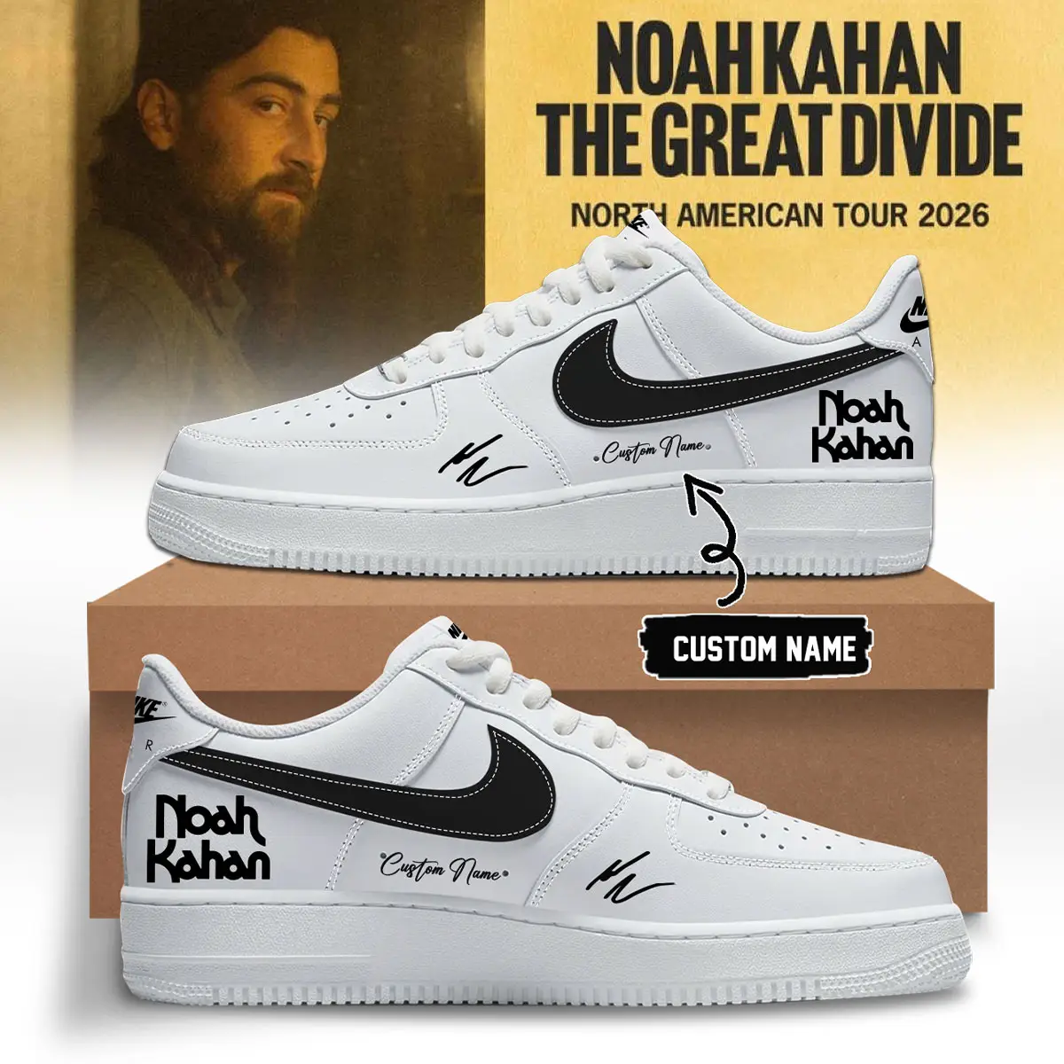 Noah Kahan The Great Divide Tour signed Air Force 1 Shoes 3 | HF86