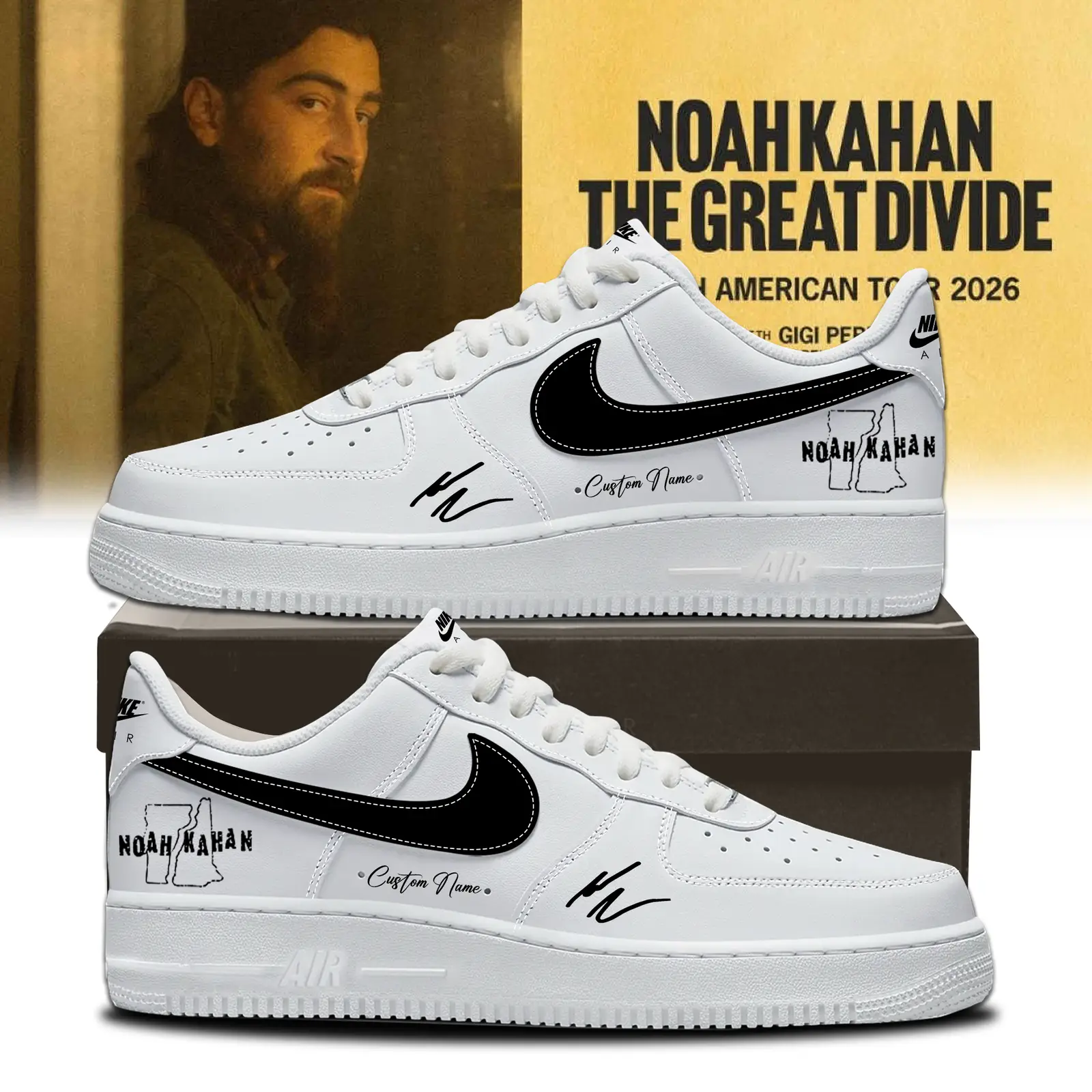 Noah Kahan The Great Divide Tour signed Air Force 1 Shoes 4 | LK17