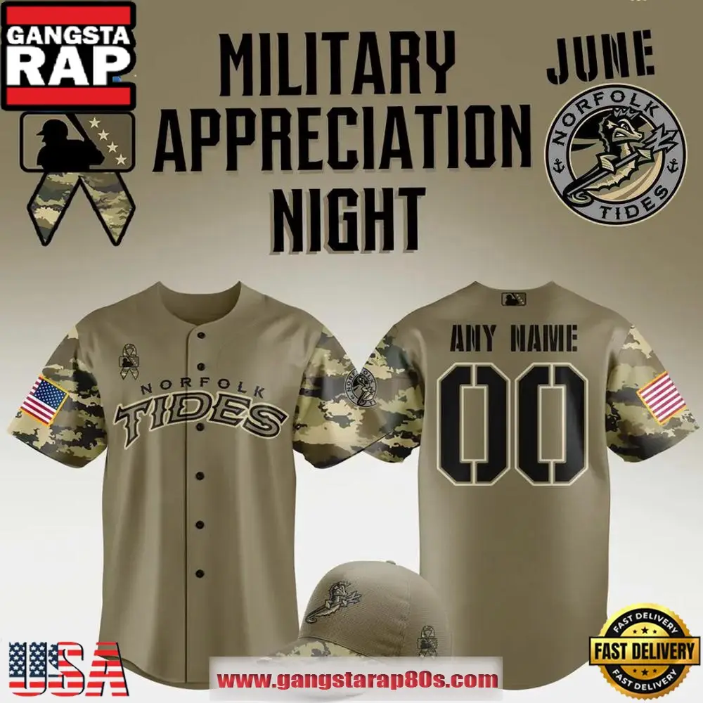 Norfolk Tides Military Appreciation Night 2025 Limited Edition Custom Baseball Jersey Shirt Norfolk Tides Military Appreciation Night 2025 Limited Edition Custom Baseball Jersey Shirt - Image 1