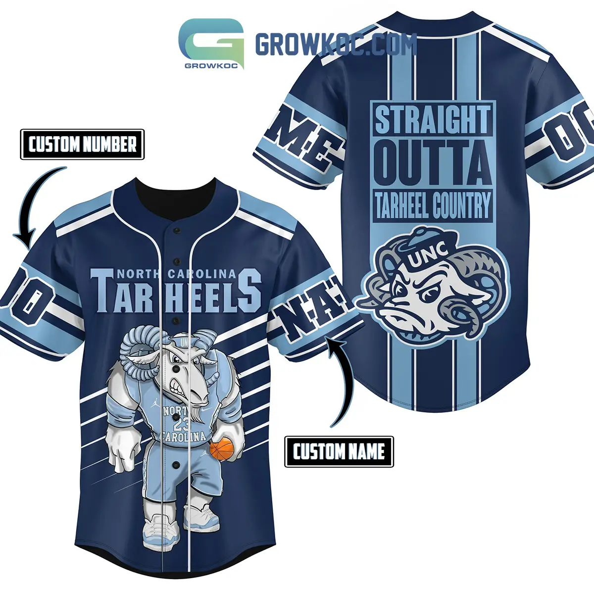 North Carolina Tar Heels Straight Outta Country Personalized Baseball Jersey