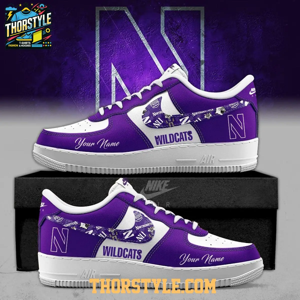 Northwestern Wildcats 2025 Freedom Campus Personalized Air Force 1 Shoes