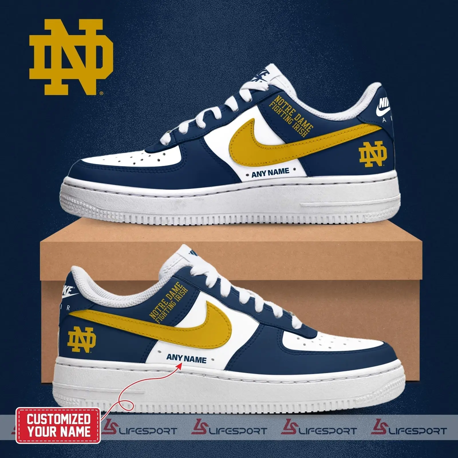 Notre Dame Fighting Irish 2025 Air Force 1 SNEAKER Notre Dame Fighting Irish 2025 Air Force 1 SNEAKER - Image 1