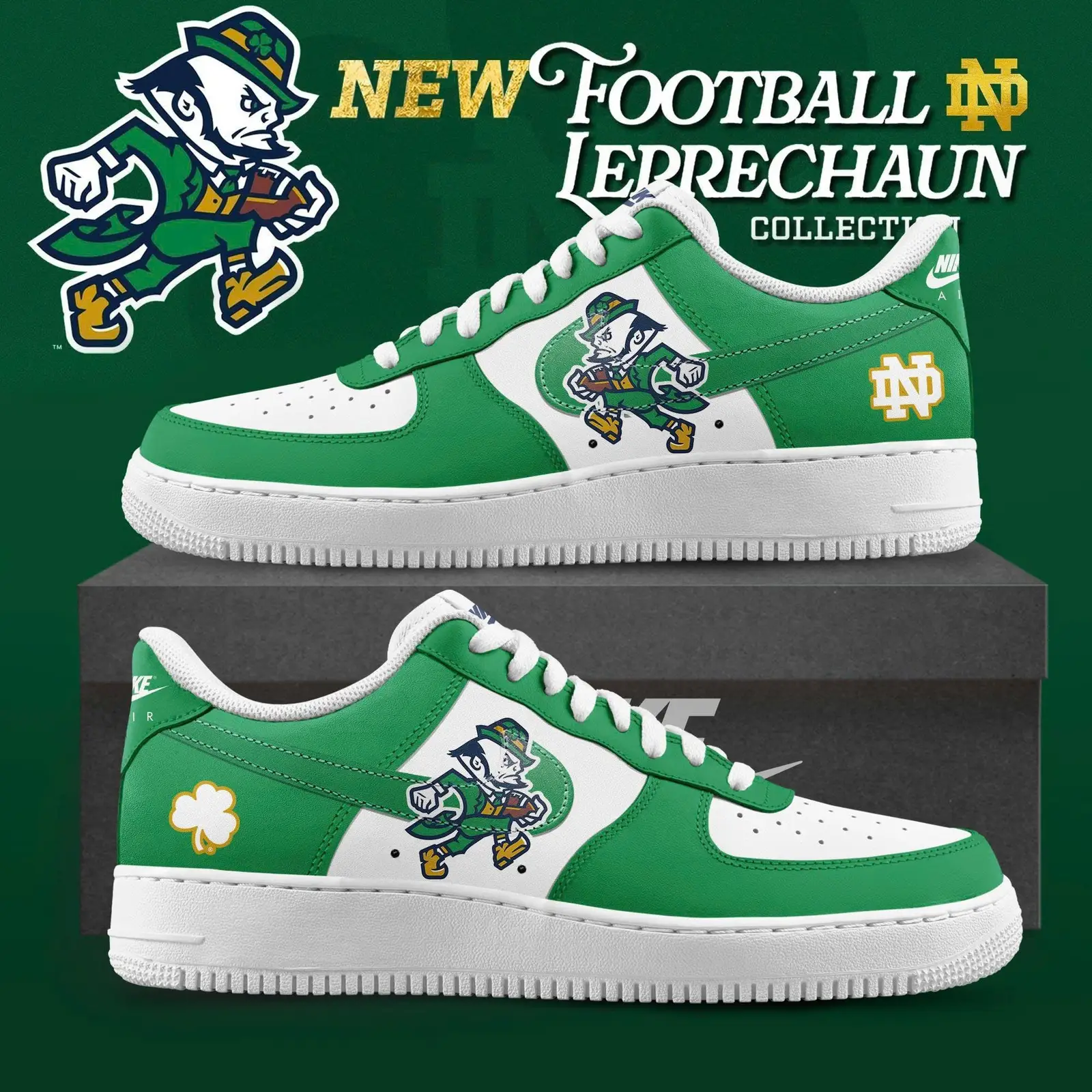 Notre Dame Fighting Irish Football Leprechaun Limited Edition Air Force 1 Sneaker