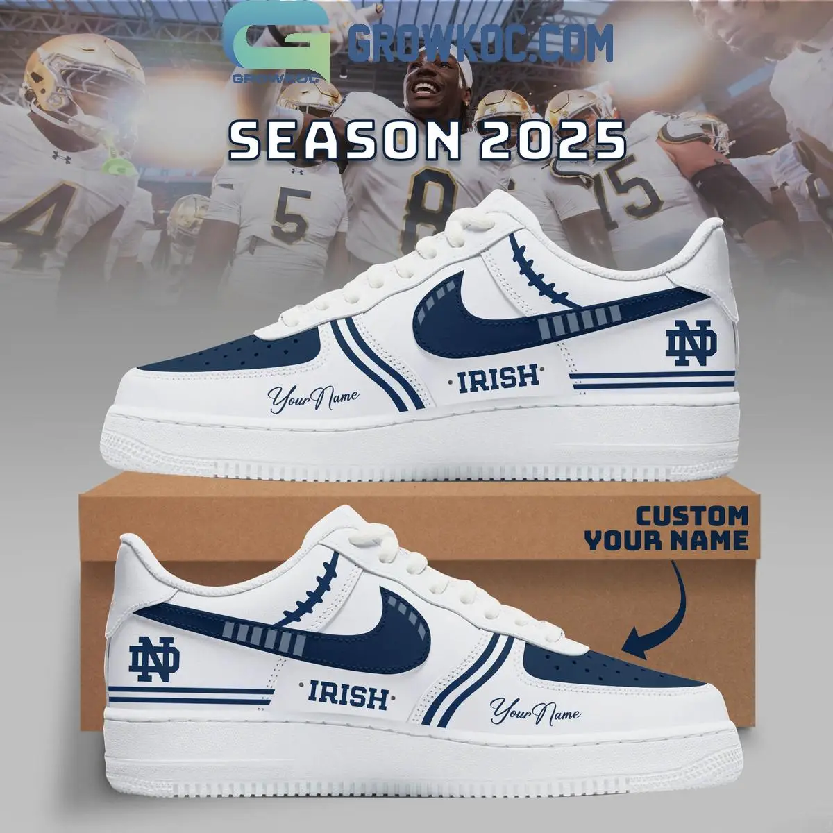 Notre Dame Fighting Irish Football New Season 2025 Air Force 1 Shoes