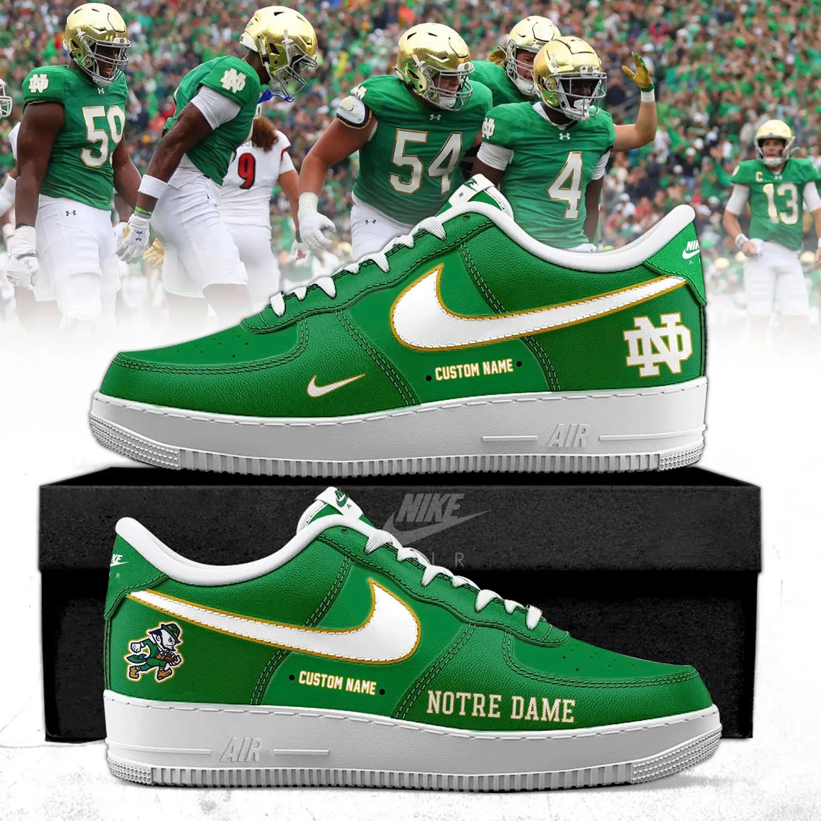 Notre Dame Fighting Irish Limited Edition Air Force 1 Sneakers Notre Dame Fighting Irish Limited Edition Air Force 1 Sneakers - Image 1