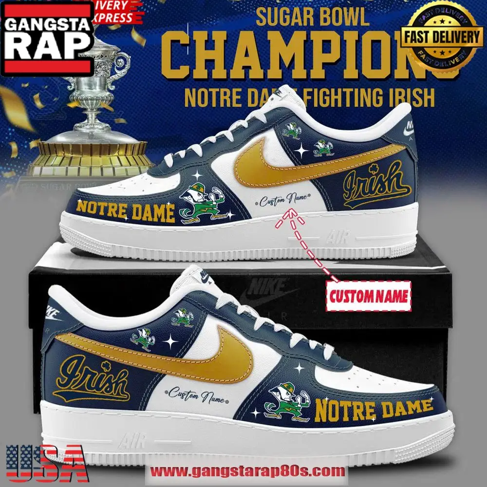 Notre Dame Fighting Irish Sugar Bowl Air Force 1 Shoes Running Sneakers Notre Dame Fighting Irish Sugar Bowl Air Force 1 Shoes Running Sneakers - Image 1