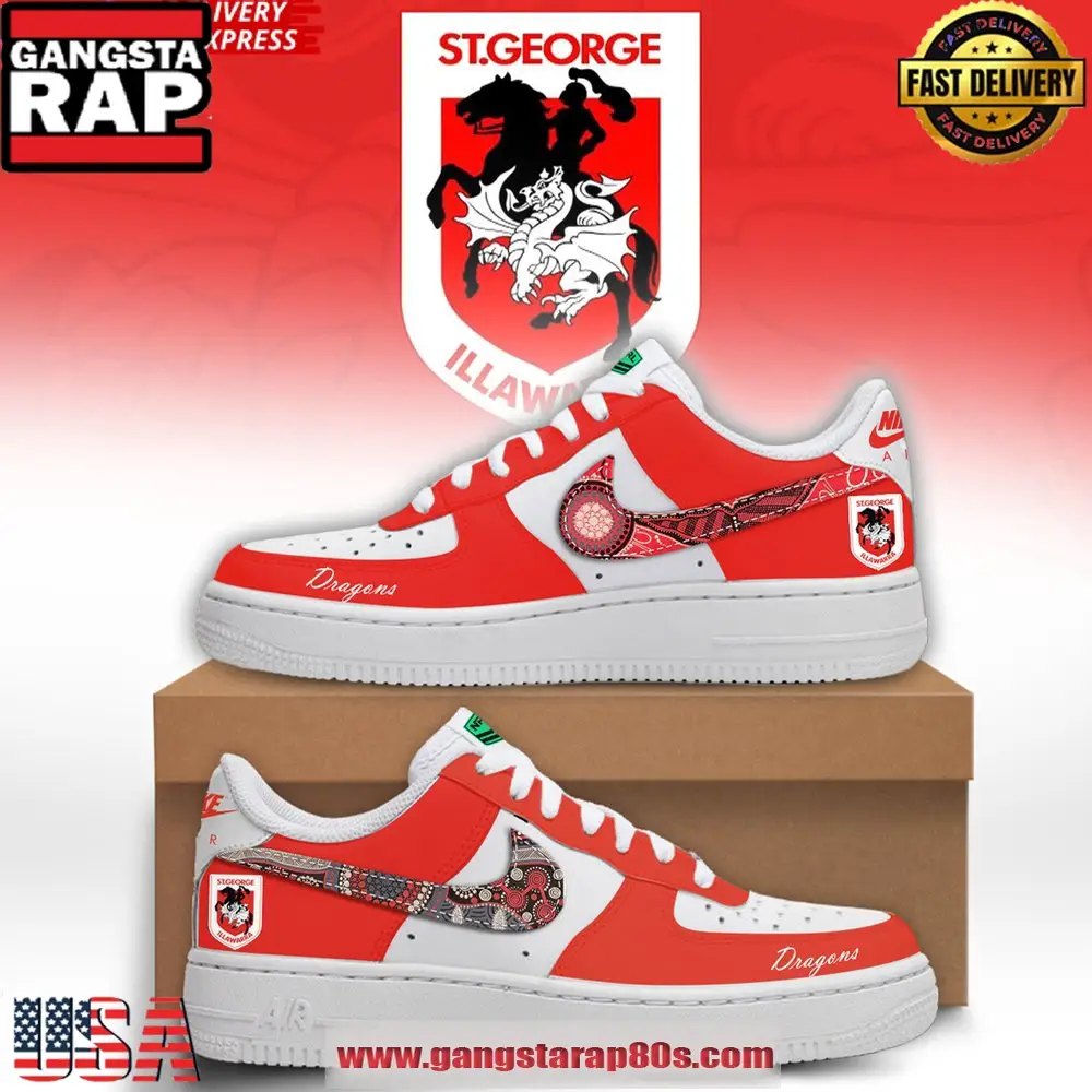 NRL St George Illawarra Dragons New Edition Air Force 1 Sneakers Shoes NRL St George Illawarra Dragons New Edition Air Force 1 Sneakers Shoes - Image 1