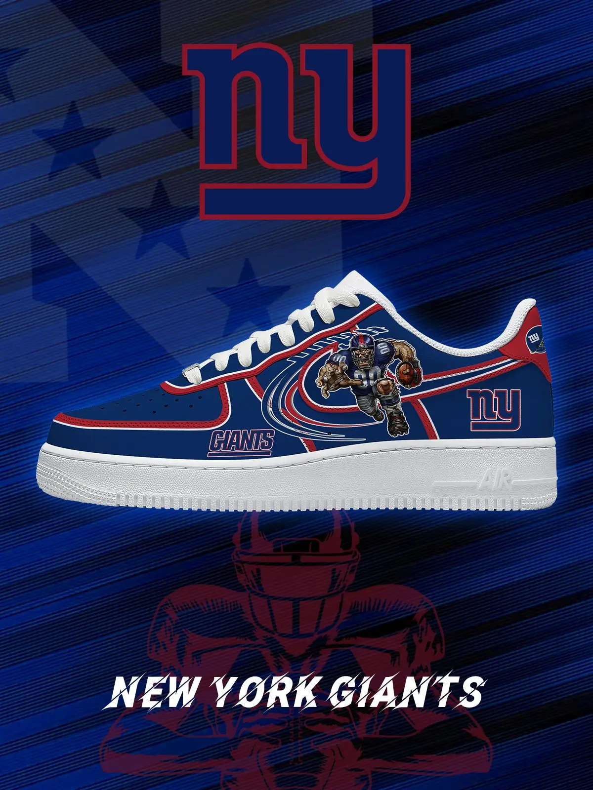 NYG Football V.2 Custom Air Force 1 Sneakers - NFL Fan Edition | YW86