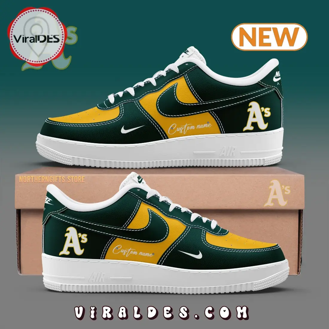 Oakland Athletics Custom Name Air Force 1 Sneakers