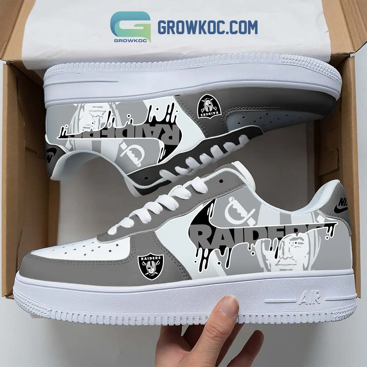 Oakland Raiders Team Logo Fan Air Force 1 Shoes Oakland Raiders Team Logo Fan Air Force 1 Shoes - Image 1