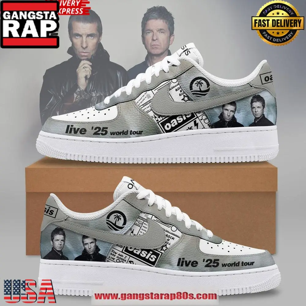 Oasis Live '25 World Tour Limited Nike Air Force 1 Sneakers Shoes Oasis Live '25 World Tour Limited Nike Air Force 1 Sneakers Shoes - Image 1