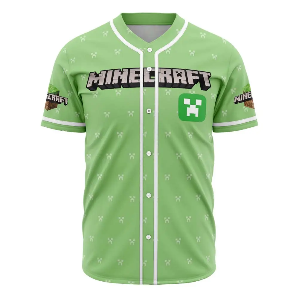 Official Minecraft Creeper Baseball Jersey - Stylish Gaming Apparel For Fans