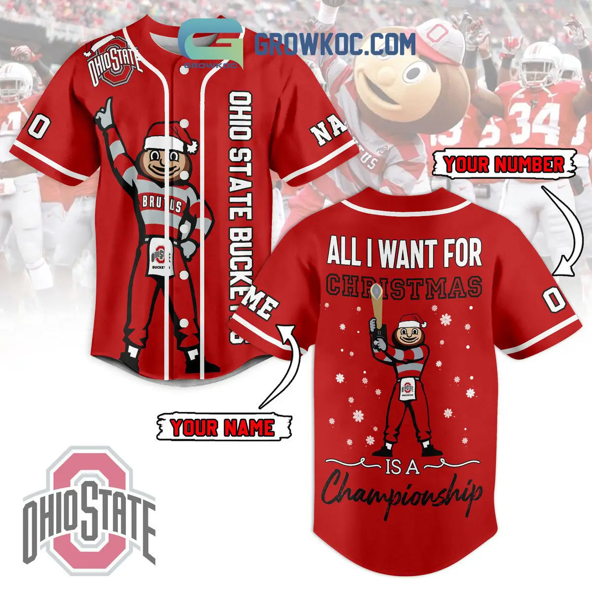 Ohio State Buckeyes All I Want For Christmas Is A Championship Personalized Baseball Jersey