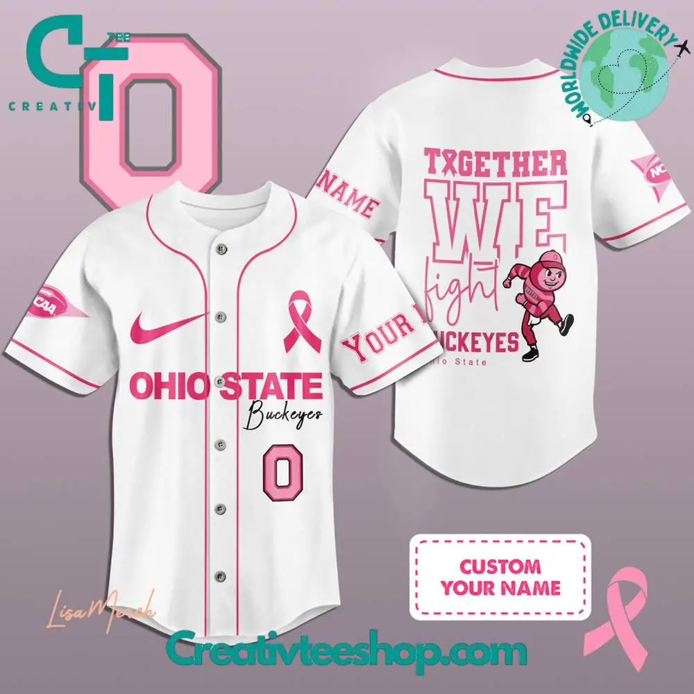Ohio State Buckeyes Breast Cancer Together We Fight Baseball Jersey