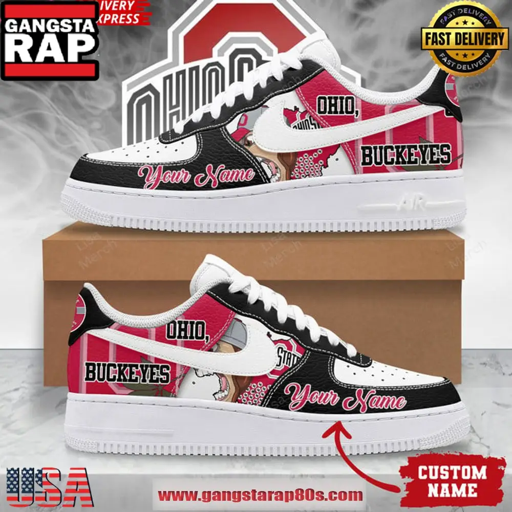 Ohio State Buckeyes Custom Air Force 1 Running Sneakers Shoes Ohio State Buckeyes Custom Air Force 1 Running Sneakers Shoes - Image 1