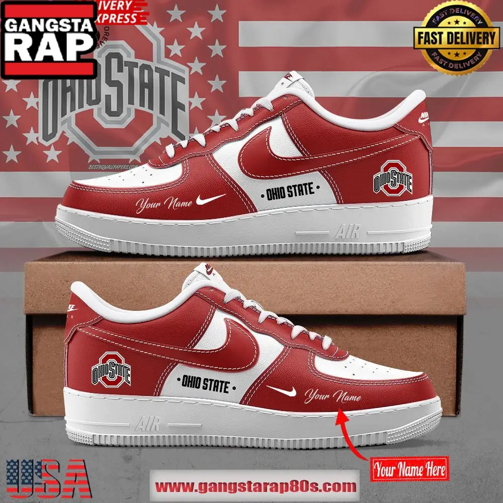 Ohio State Buckeyes Custom Air Force 1 Running Sneakers Shoes Ohio State Buckeyes Custom Air Force 1 Running Sneakers Shoes - Image 1