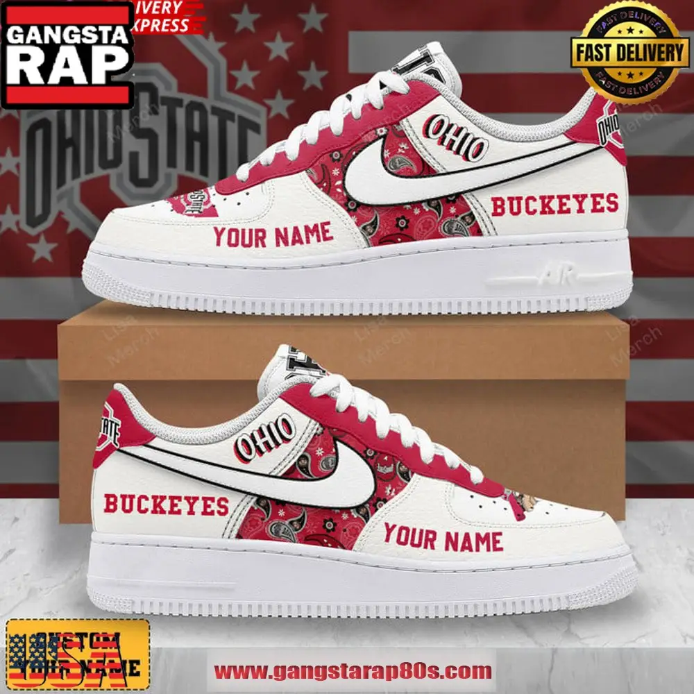 Ohio State Buckeyes Customize Air Force 1 Sneakers Shoes Ohio State Buckeyes Customize Air Force 1 Sneakers Shoes - Image 1