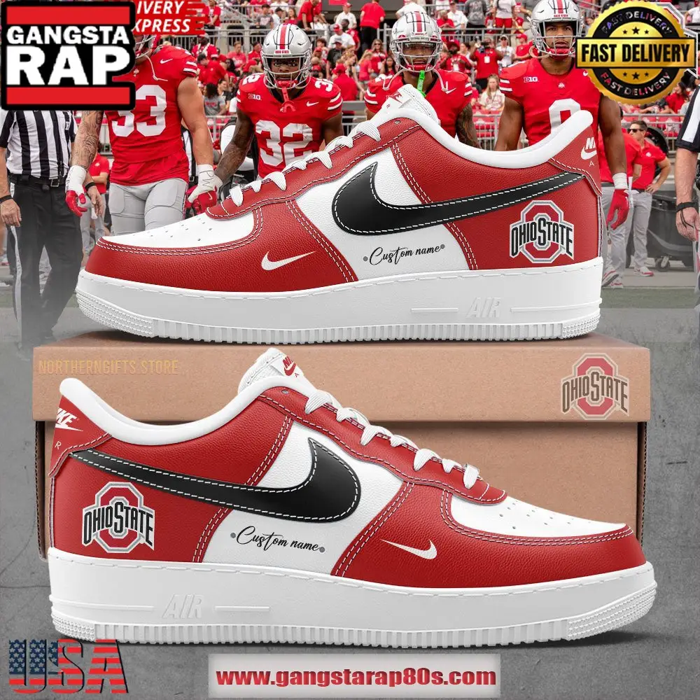 Ohio State Football Custom Name Air Force 1 Sneakers Shoes Ohio State Football Custom Name Air Force 1 Sneakers Shoes - Image 1