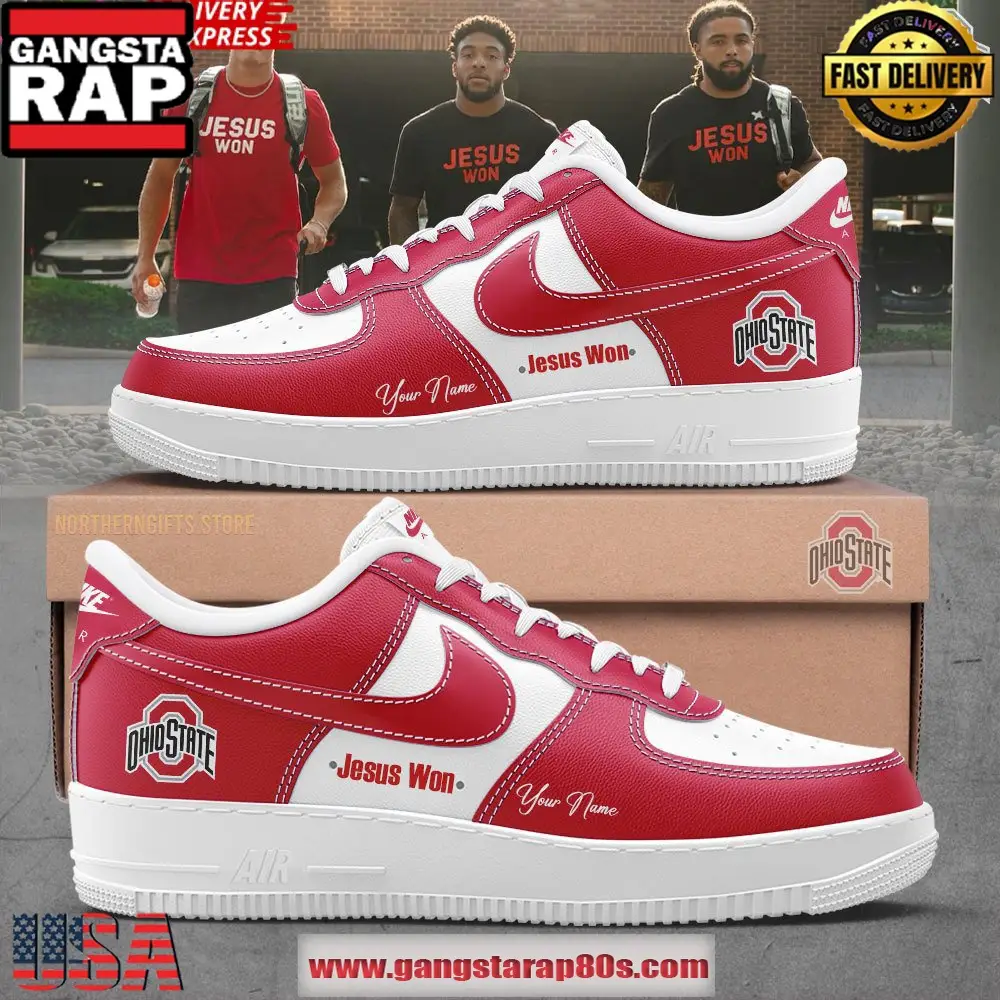 Ohio State Football Jesus Won 2024 Air Force 1 Sneakers Shoes Ohio State Football Jesus Won 2024 Air Force 1 Sneakers Shoes - Image 1