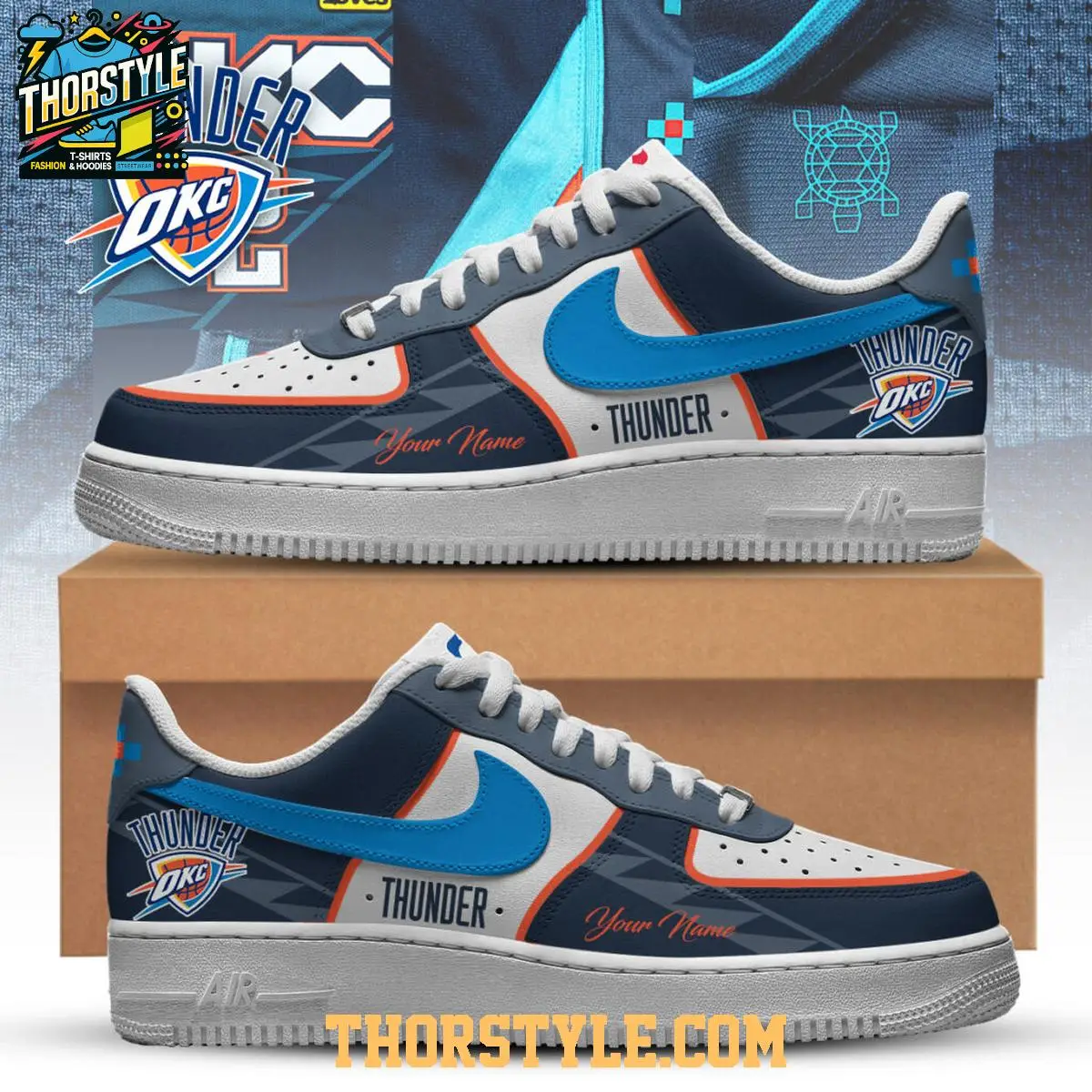 Oklahoma City Thunder 2025 City Edition Thunder Up Personalized Air Force 1 Shoes