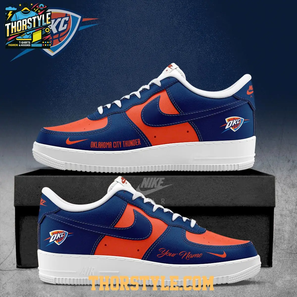 Oklahoma City Thunder 2025 NBA Champions Personalized Air Force 1 Shoes