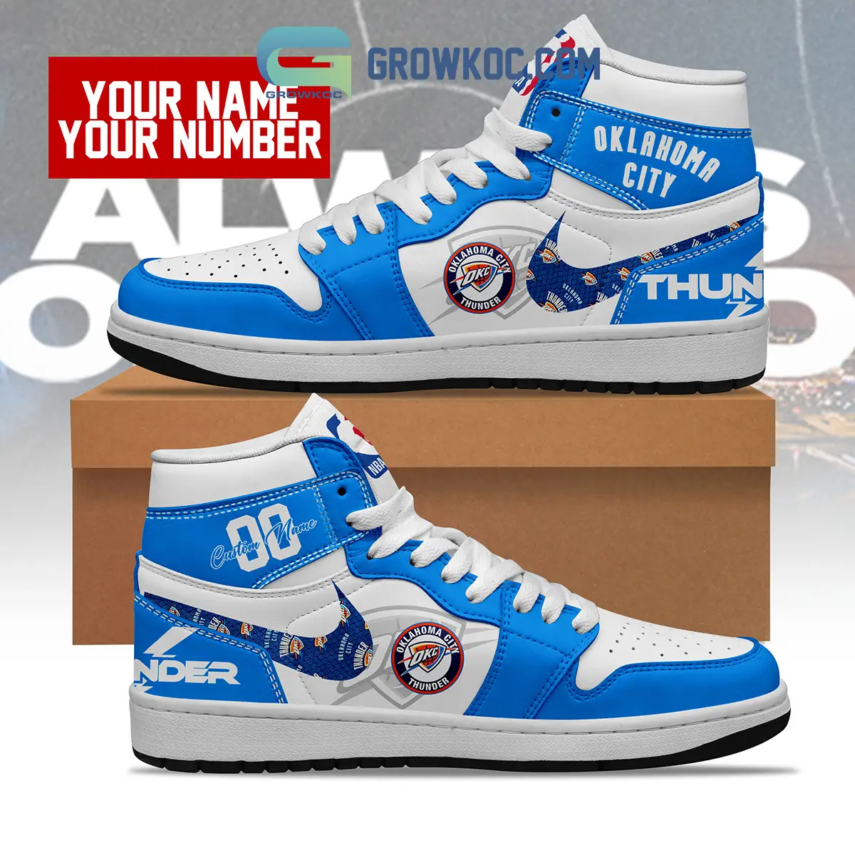 Oklahoma City Thunder NBA Personalized Air Jordan 1 Shoes