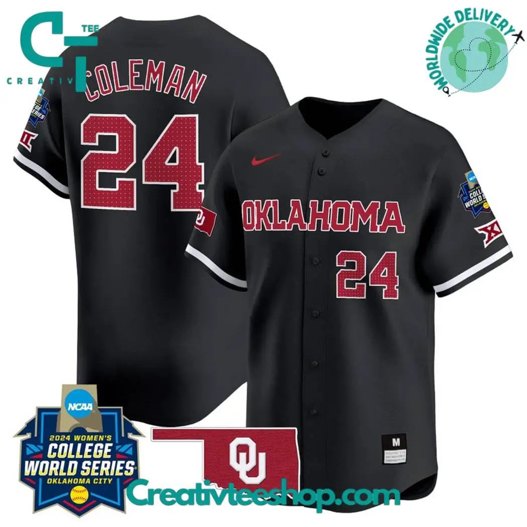 Oklahoma Sooners Womens College World Series Champions Black Baseball Jersey