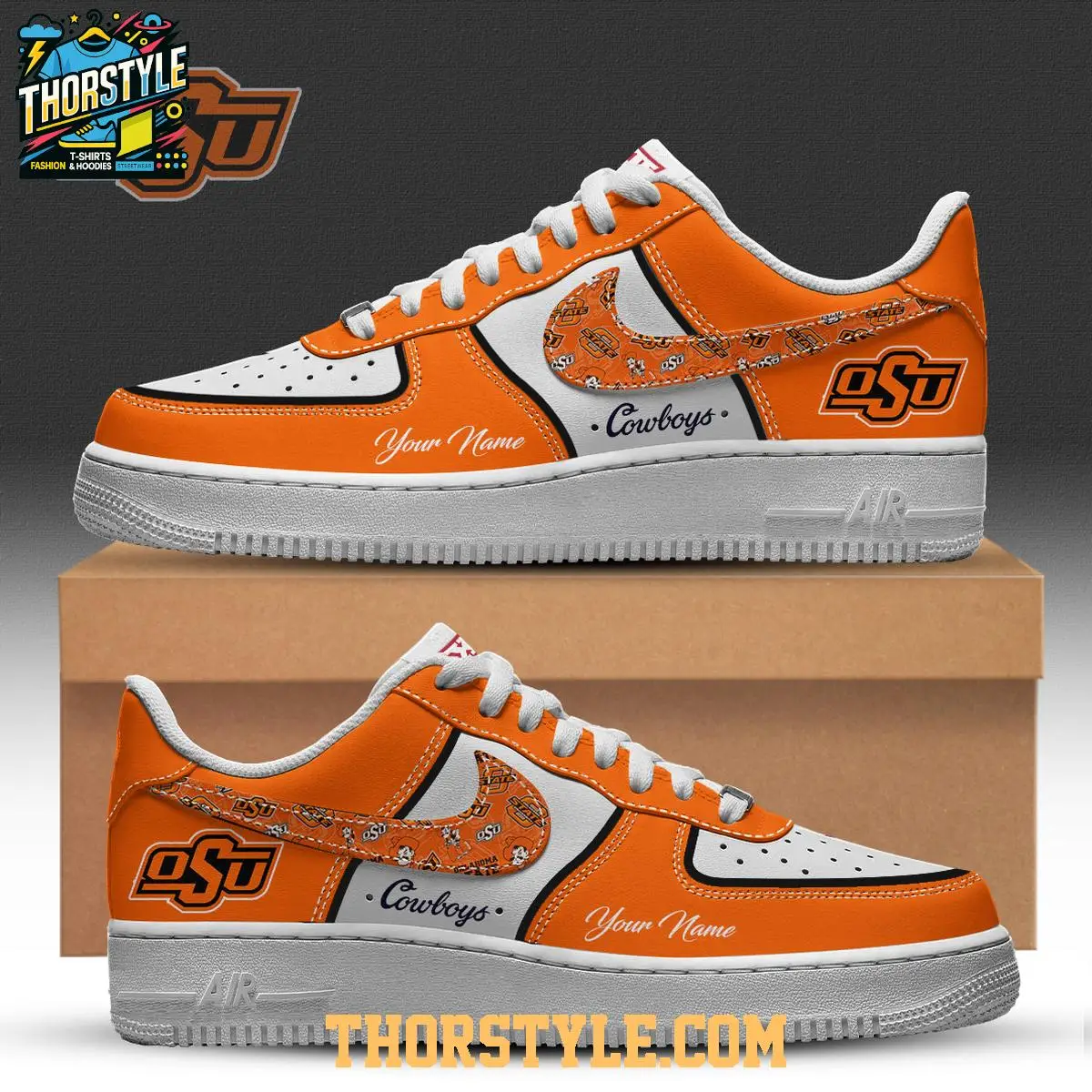 Oklahoma State Cowboys Go Pokes Big 12 NCAA 2025 Personalized Air Force 1 Shoes