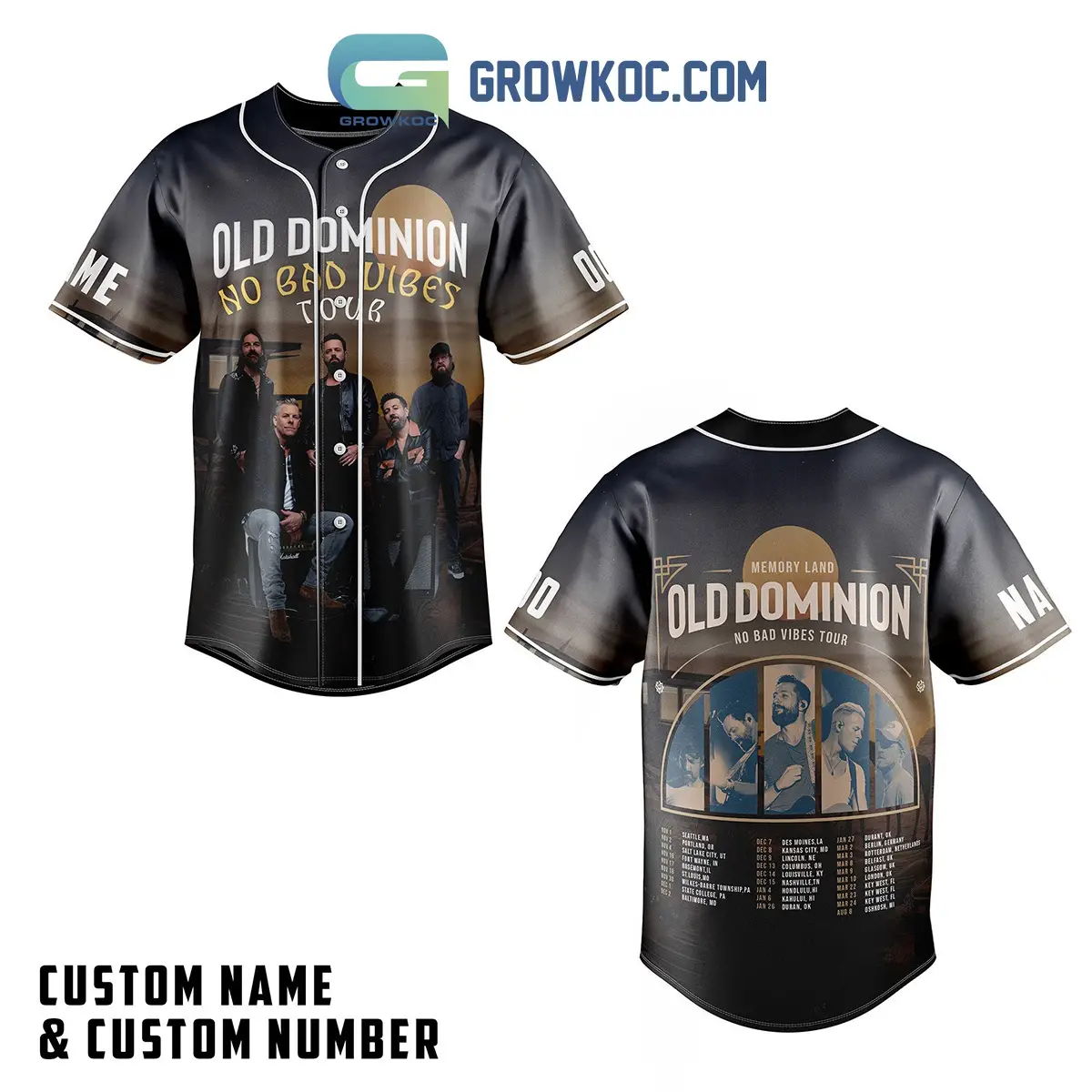 Old Dominion No Bad Vibes Tour  Personalized Baseball Jersey