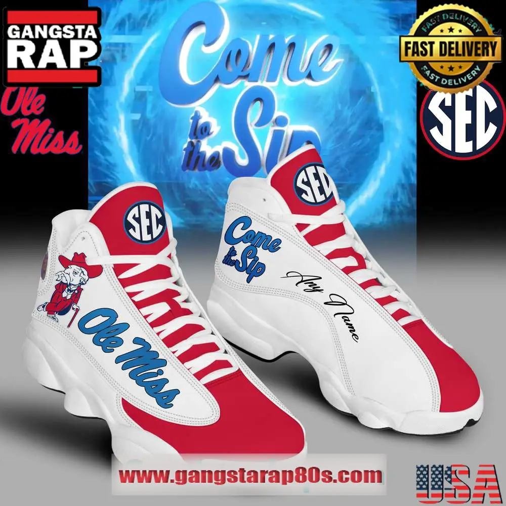Ole Miss Rebels Custom Name Air Jordan 13 Sneakers Shoes