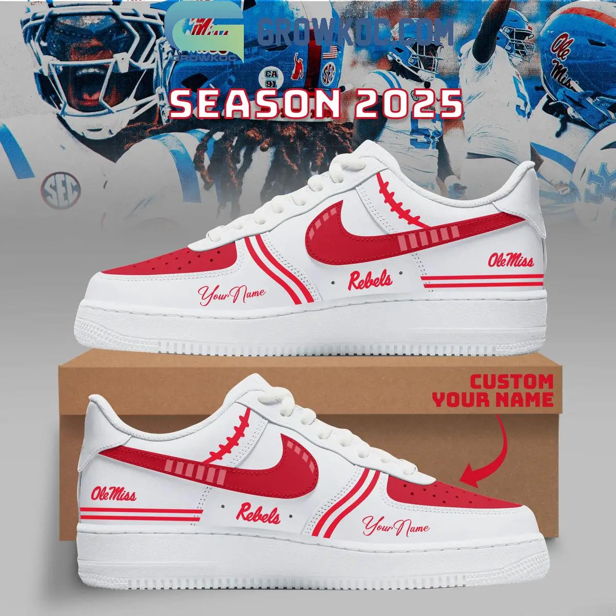 Ole Miss Rebels Football New Season 2025 Air Force 1 Shoes