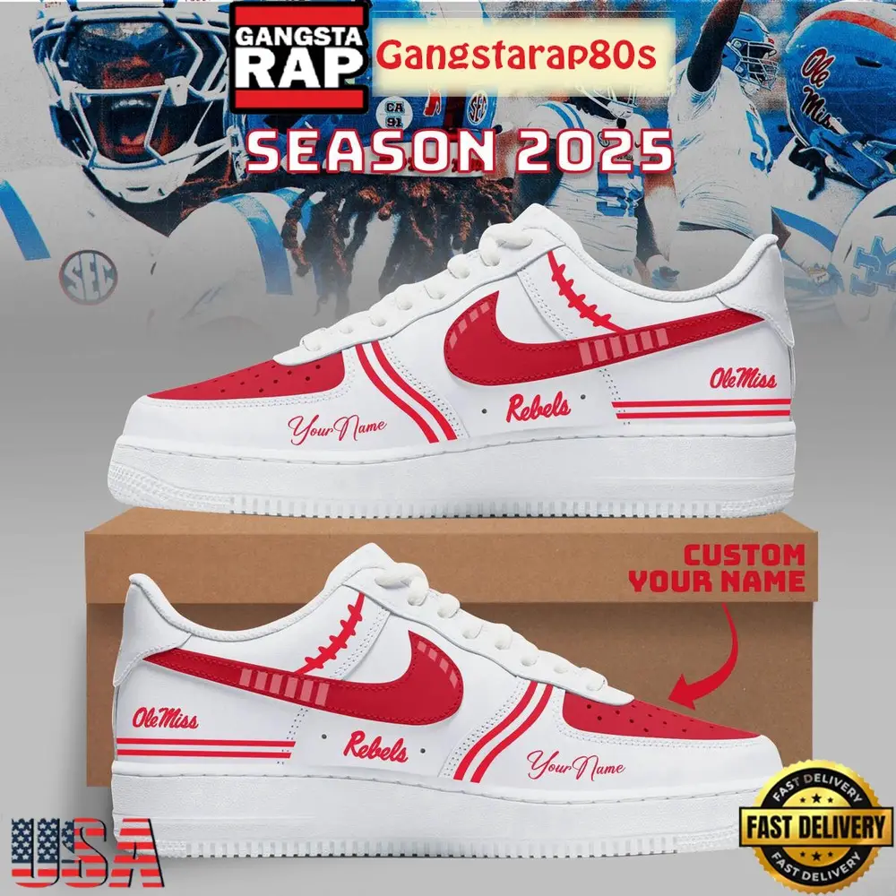 Ole Miss Rebels Football New Season 2025 Special Custom Air Force 1 Sneakers Shoes Ole Miss Rebels Football New Season 2025 Special Custom Air Force 1 Sneakers Shoes - Image 1