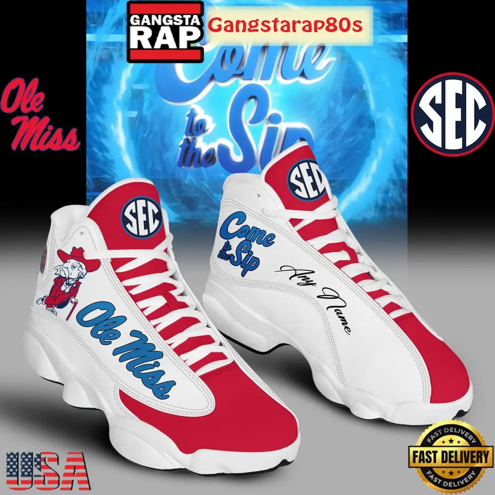 Ole Miss Rebels Ready For SEC Championship 2024 Custom Name Air Jordan 13 Shoes Running Sneakers