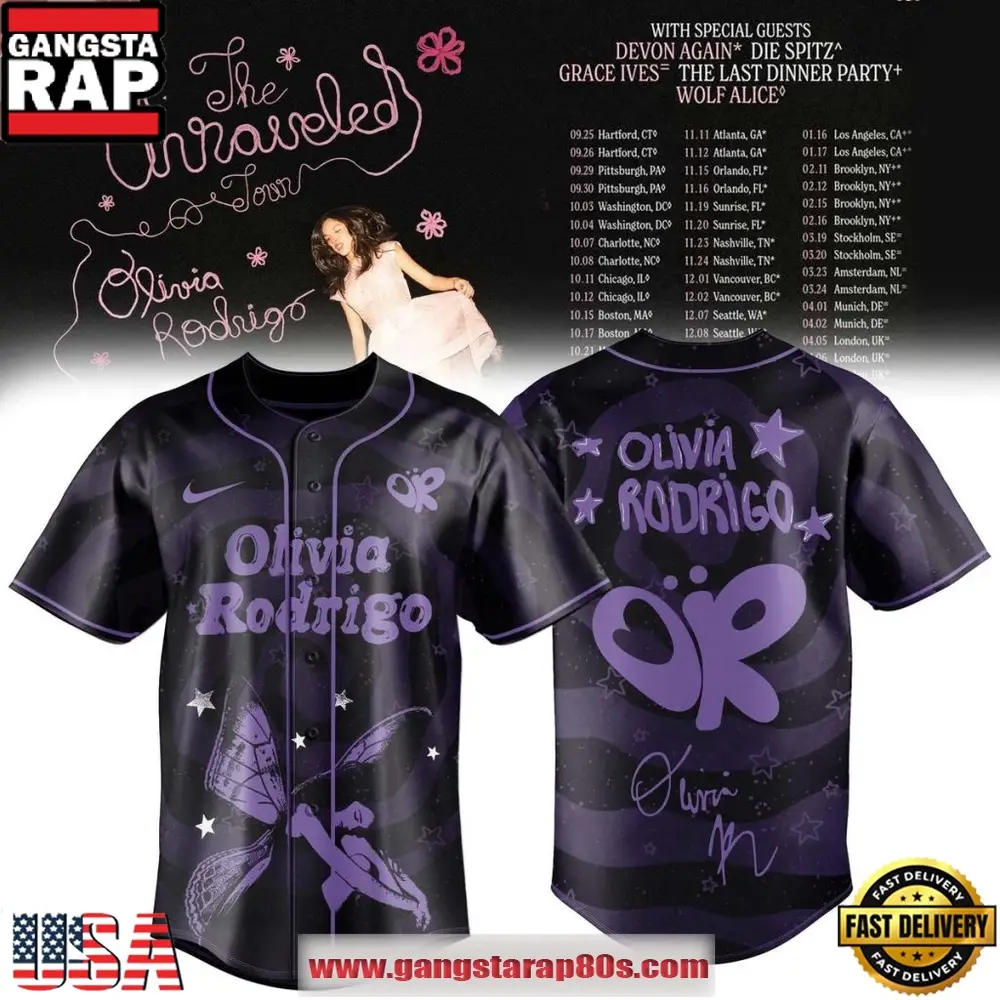 Olivia Rodrigo The Unraveled Tour 2026 Limited Edition Baseball Jersey