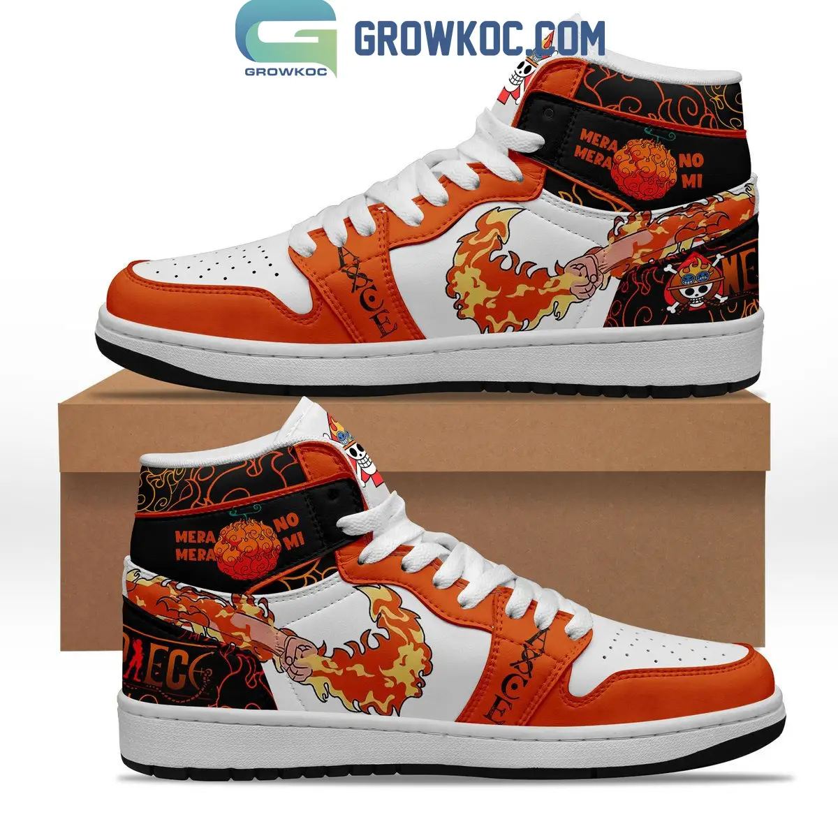 One Piece Ace Mera Mera No Mi Air Jordan 1 Shoes One Piece Ace Mera Mera No Mi Air Jordan 1 Shoes - Image 1