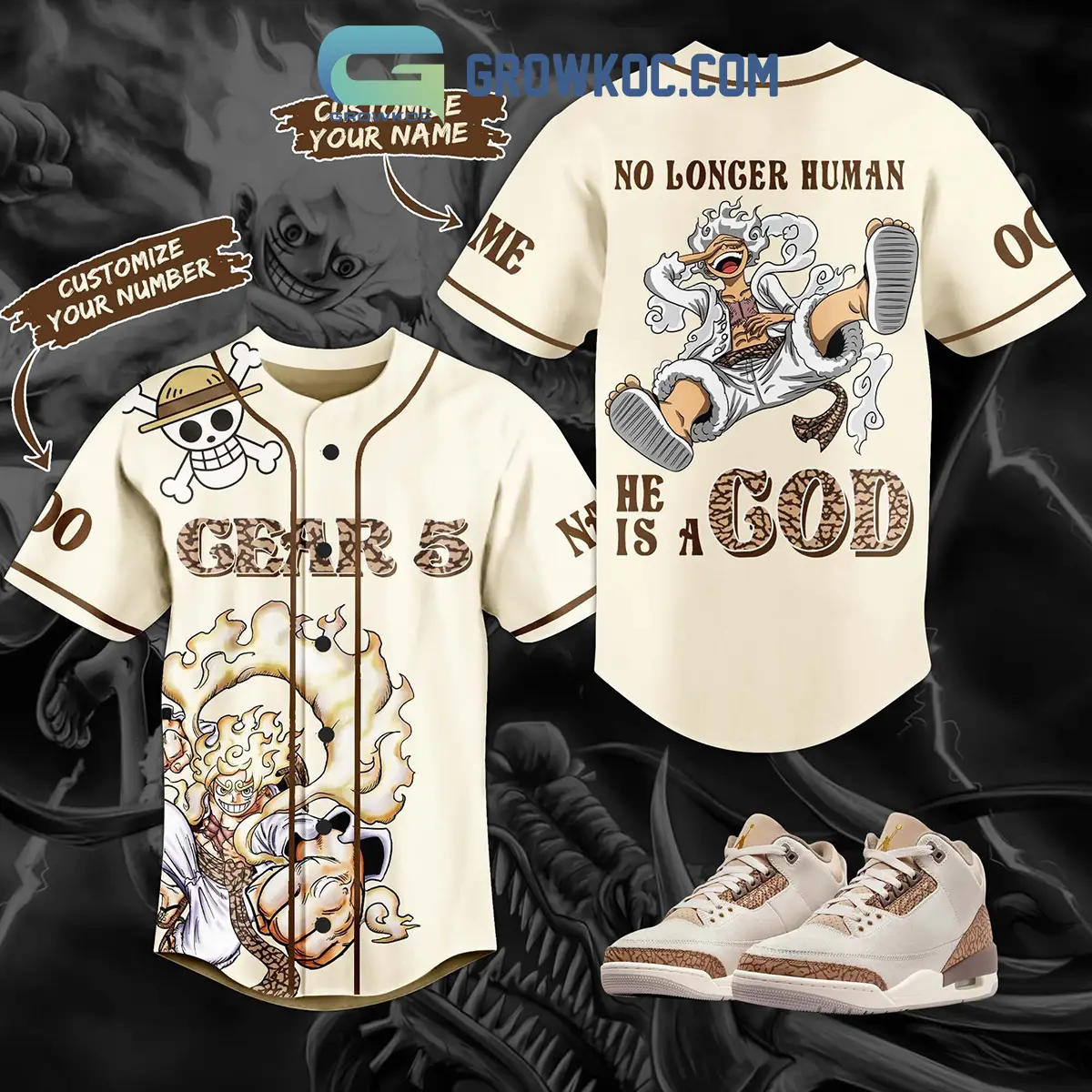 One Piece Gear 5 No Longer Human He Is A God Personalized Baseball Jersey