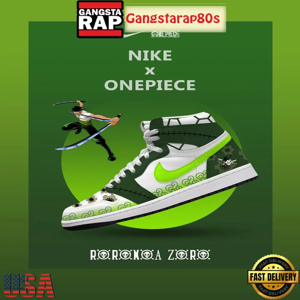 One Piece Roronoa Zoro V.3 Nike Air Jordan 1 High-Top Shoes