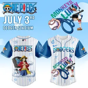 One Piece X La Dodgers Baseball Jersey - Limited Edition Monkey D. Luffy Shirt