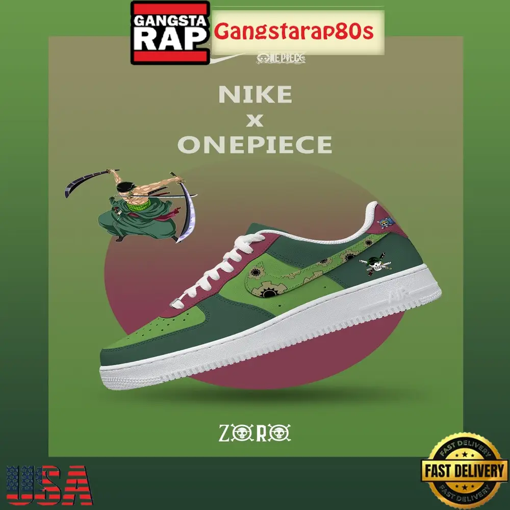 One Piece Zoro V.1 Nike Air Force 1 Sneakers Shoes One Piece Zoro V.1 Nike Air Force 1 Sneakers Shoes - Image 1