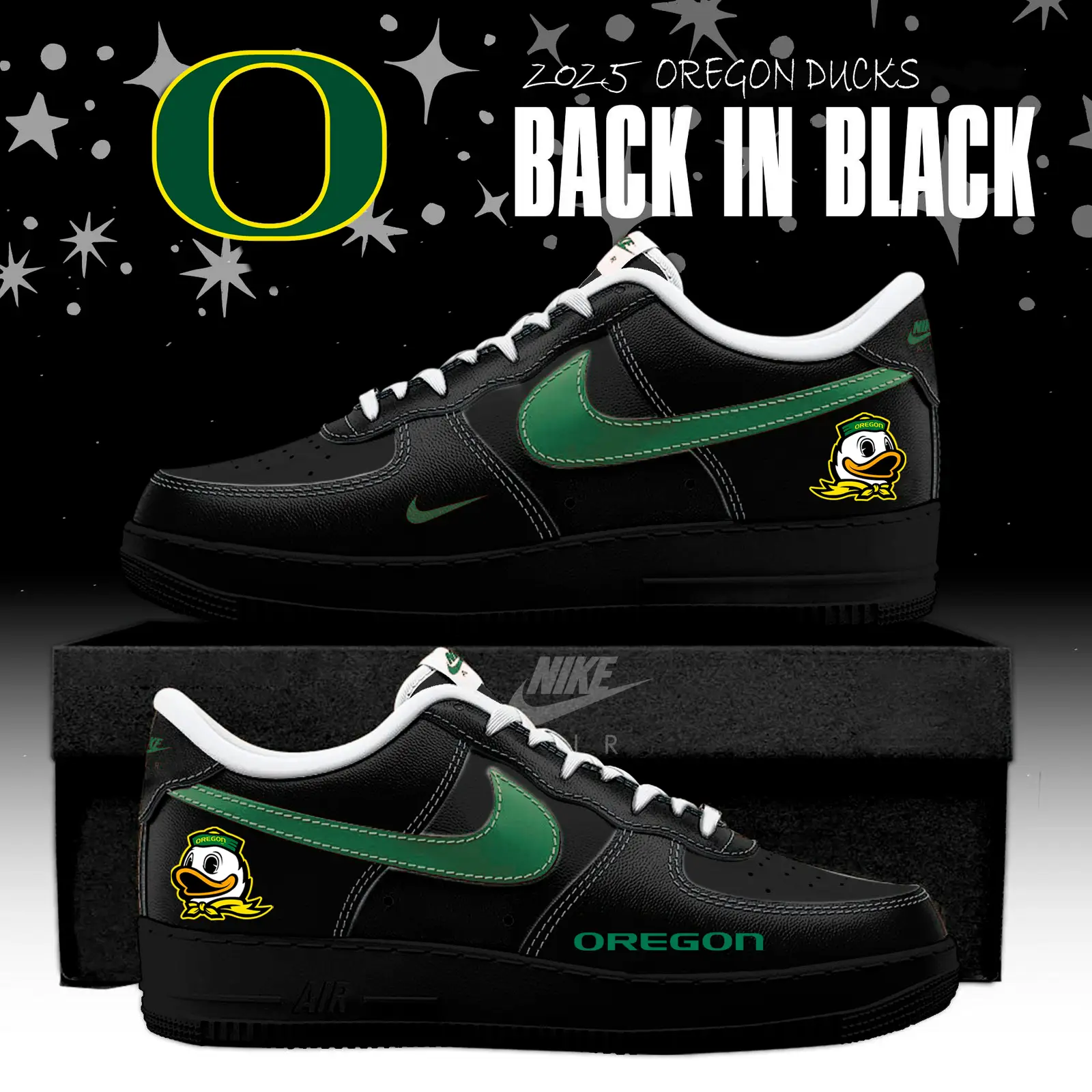 Oregon Ducks Back In Black Limited Edition Air Force 1 | LQ26