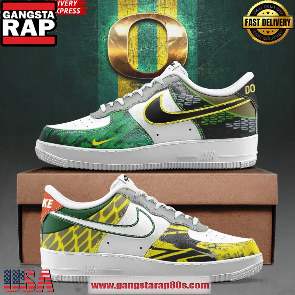 Oregon Ducks Super Flash Limited Edition Air Force 1 Sneakers Shoes Oregon Ducks Super Flash Limited Edition Air Force 1 Sneakers Shoes - Image 1