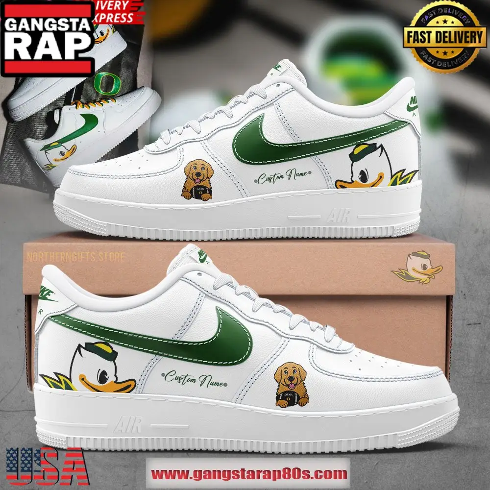 Oregon Ducks x Ben Herbstreit Limited Edition Air Force 1 Sneakers Shoes Oregon Ducks x Ben Herbstreit Limited Edition Air Force 1 Sneakers Shoes - Image 1