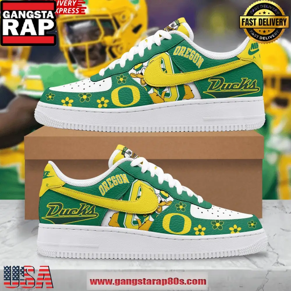 Oregon Ducks x Donald Duck Limited Edition Air Force 1 Sneakers Shoes Oregon Ducks x Donald Duck Limited Edition Air Force 1 Sneakers Shoes - Image 1