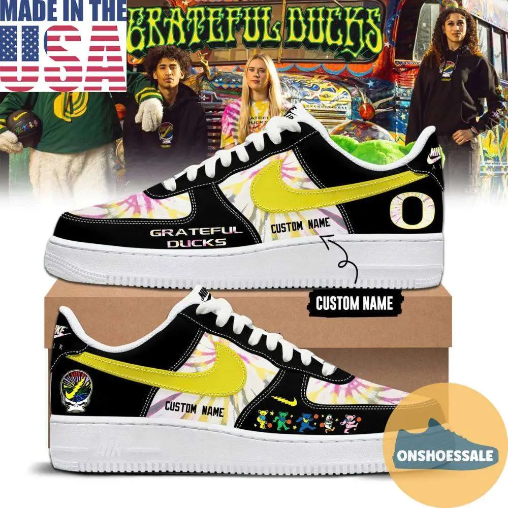 Oregon Ducks x Grateful Dead 2026 Custom Name Air Force 1 Shoes, Gift For Fans - Best Gift Shoes