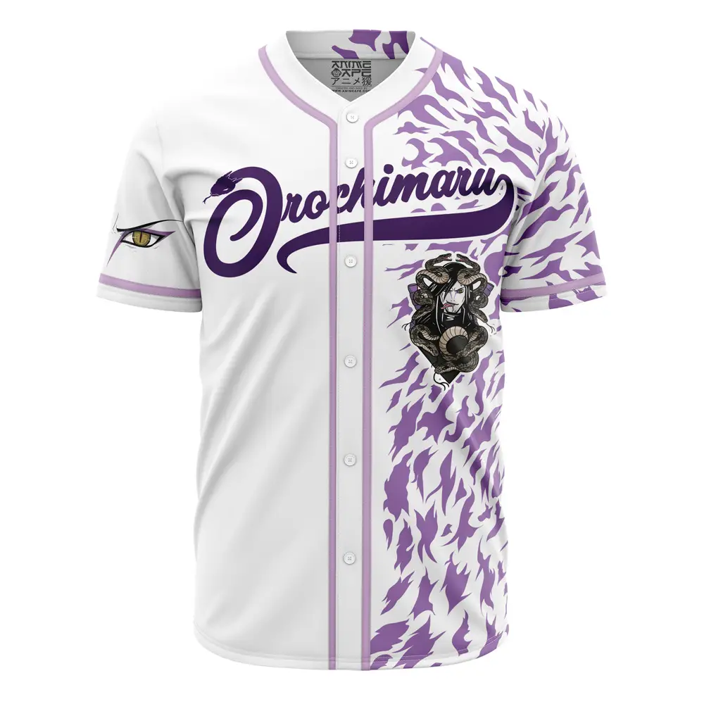 Orochimaru Anime Baseball Jersey - Stylish White & Purple Design For Fans