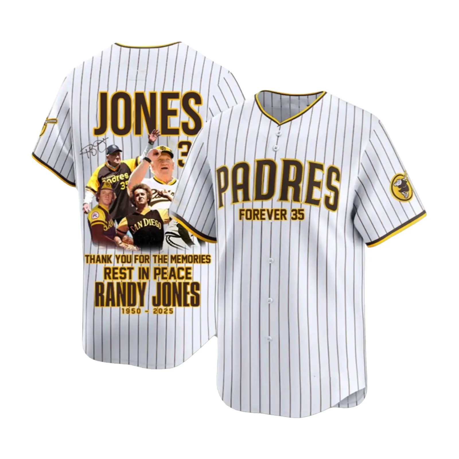 Padres Forever 35 Thank You Randy Jones 1950-2025 Baseball Jersey - Tazila