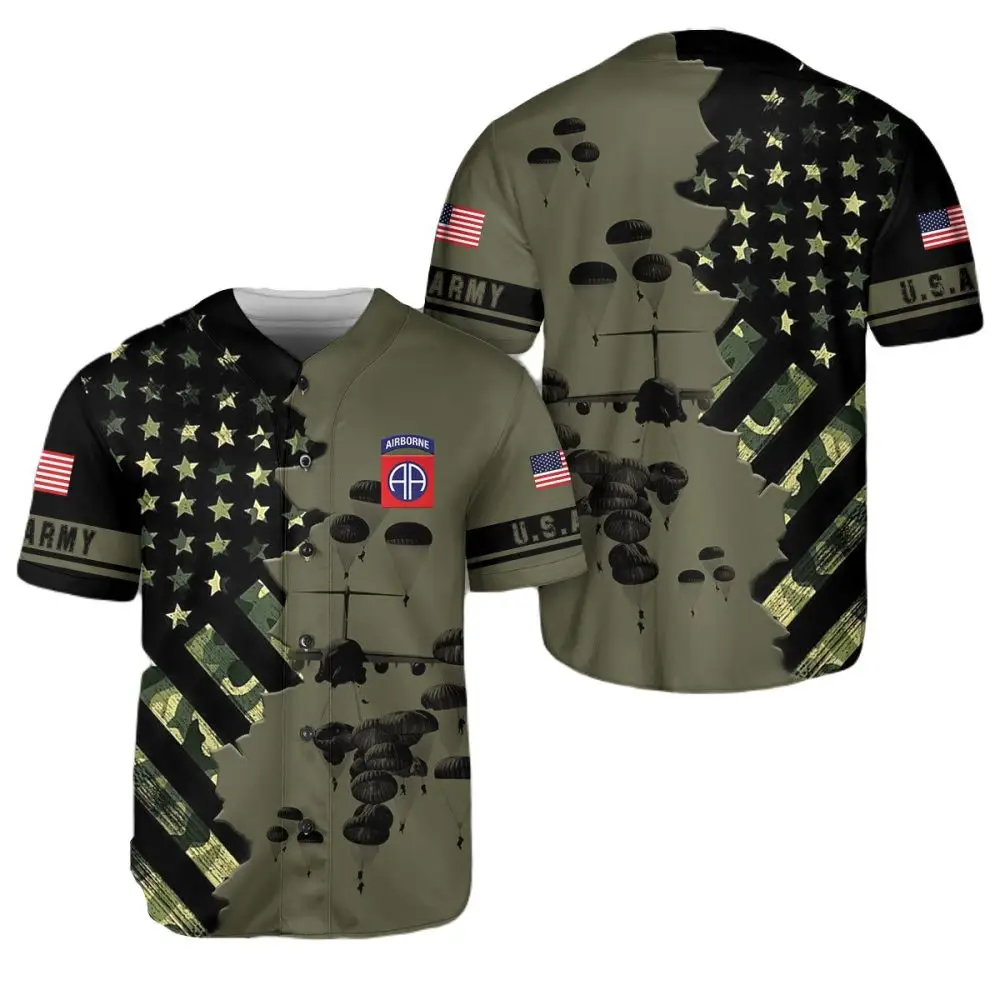 Patriotic U.S. Army Airborne Jersey – Military Style With Usa Flag & Paratrooper Design
