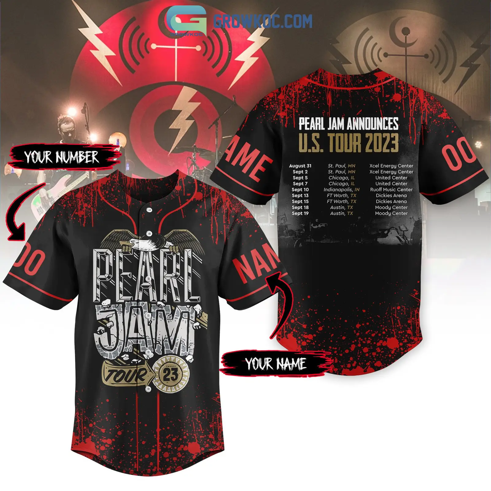 Pearl Jam Announces US Tour 2023 Personalized Baseball Jersey