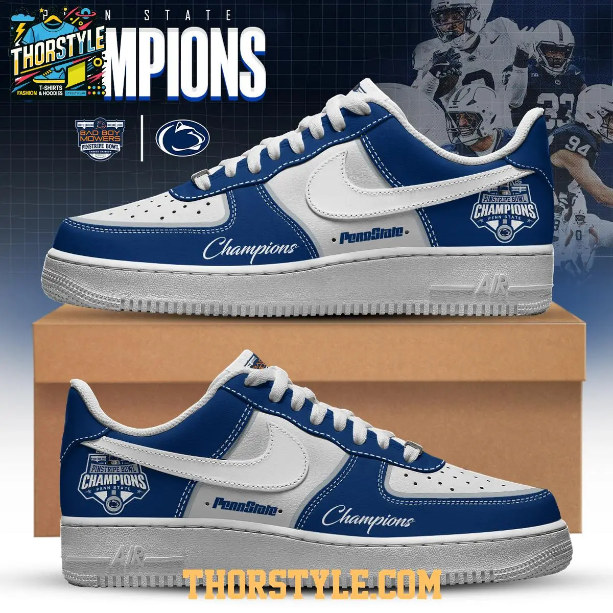 Penn State Nittany Lions Pinstripe Bowl Champions 2025 Air Force 1 Shoes